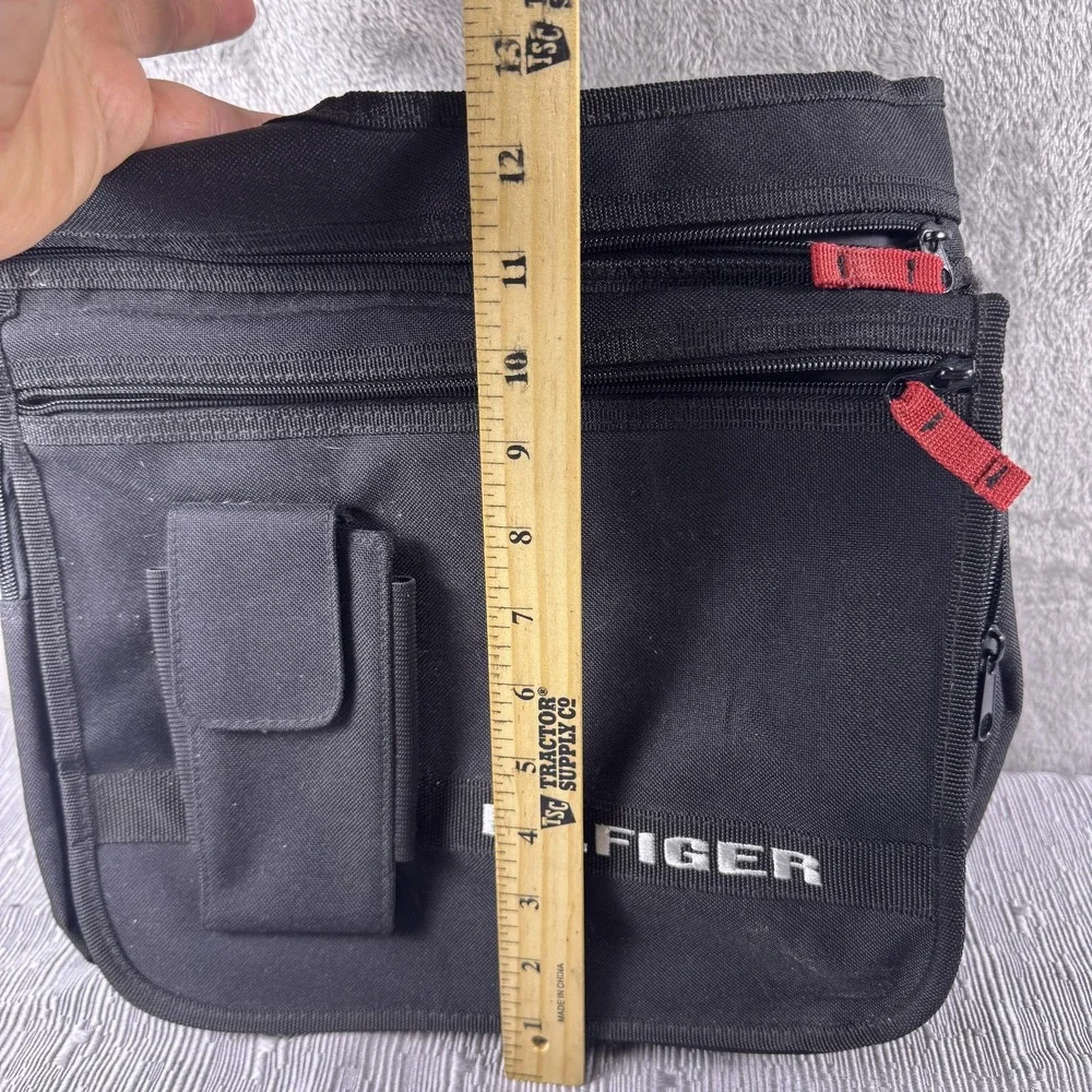 Hilfiger Messenger Bag Mens Medium Black Crossbody Pockets Adjustable Strap